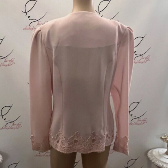 In The Mood. Size 8. Pink Shacket. Lace Trim. Pleated Cap. Long Sleeves. DB2 - Picture 5 of 6